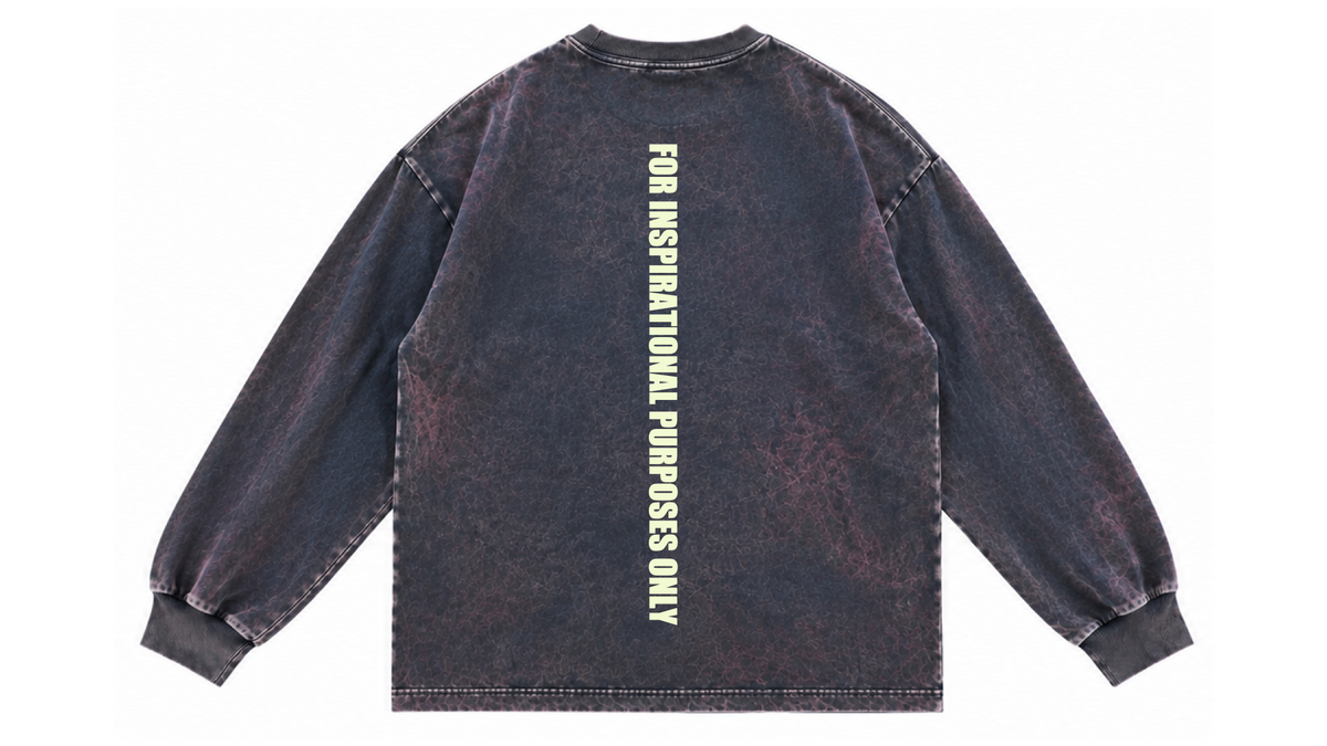"BUBBLE CHUCK" BLUE ACID WASHED LONG SLEEVE TEE (PRE-ORDER)
