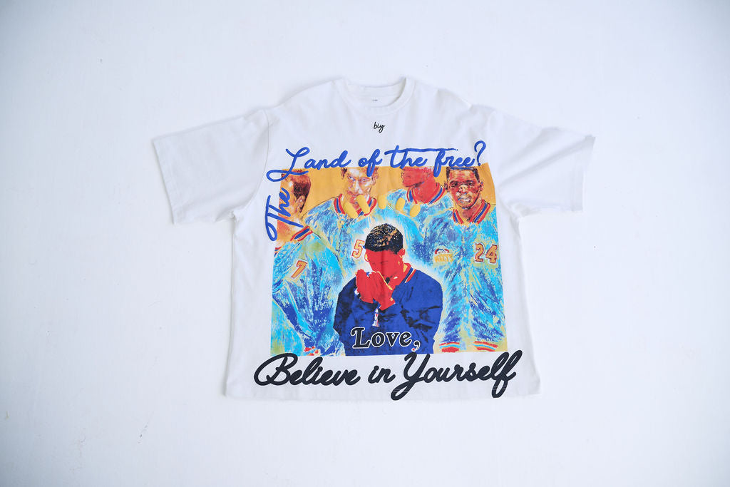 "STAND" TEE (WHITE)  ready to ship