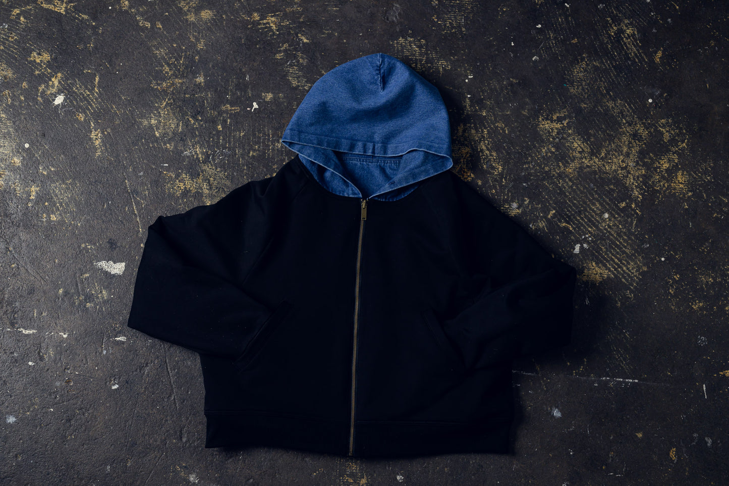 "SIC SEMPER TYRANNIS" DENIM REVERSIBLE HOODIE (FAST PRE-ORDER)